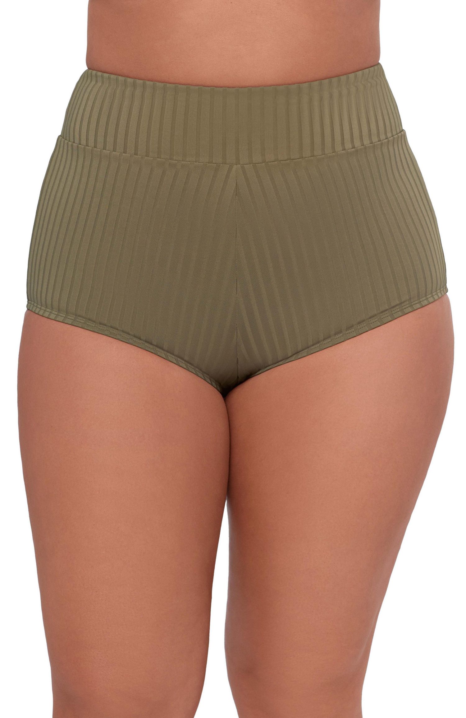 Women's Smoothing and Sculpting Ribbed Ultra High-Waist Swim Shorts