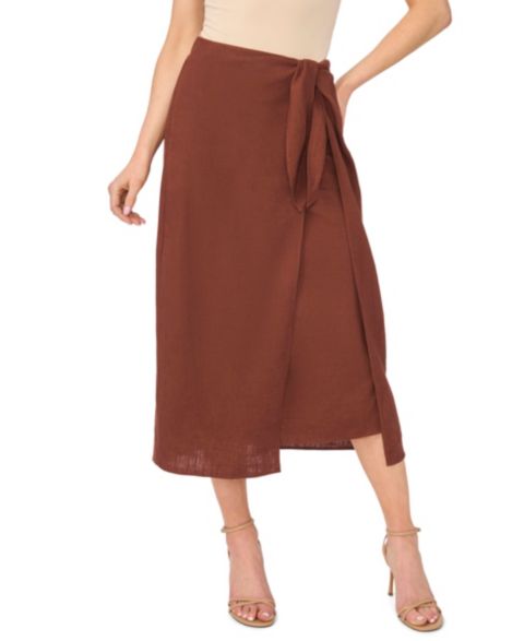 Женская юбка CeCe Wide-Tie Slit Midi, цвет: Мокко