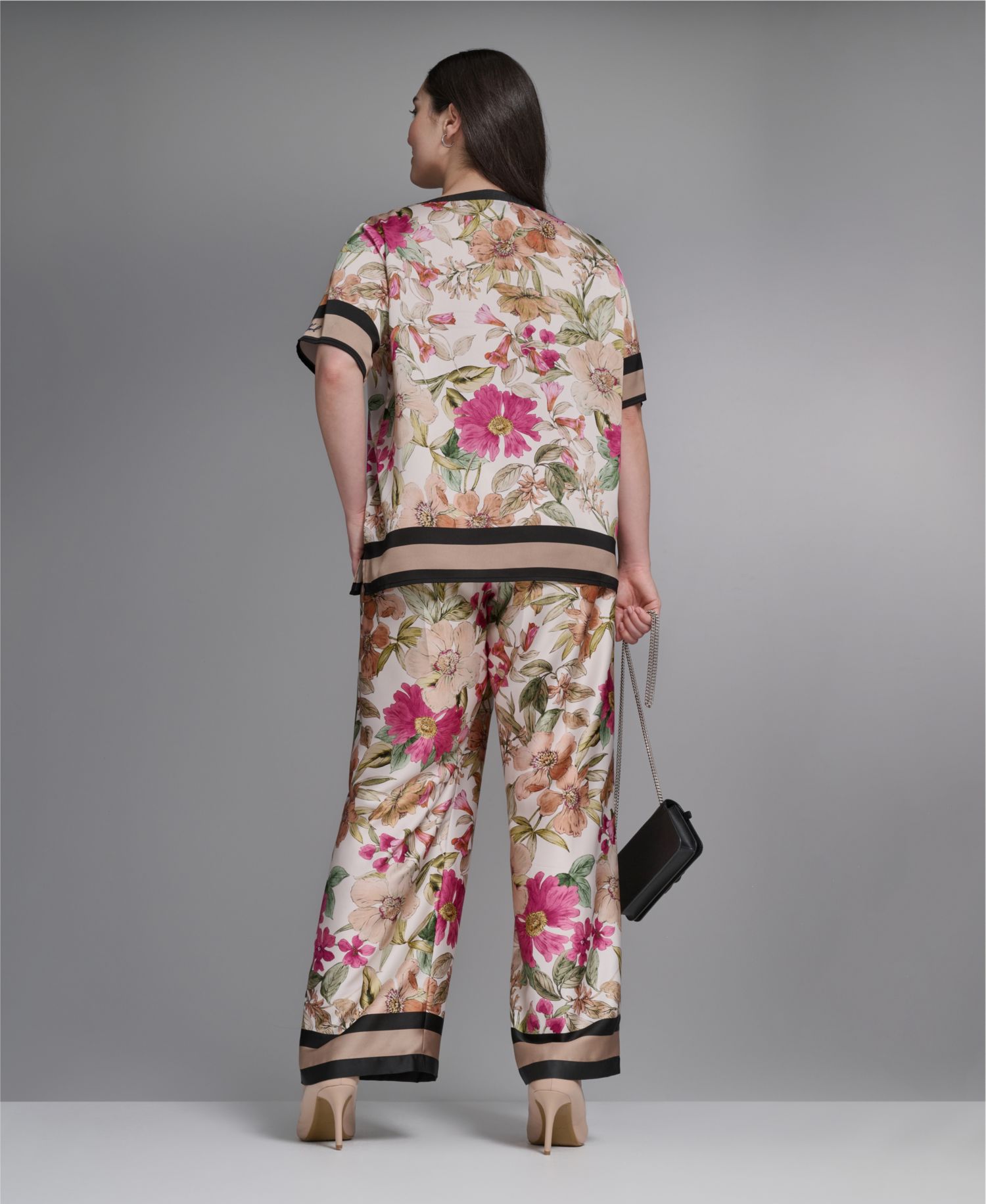 Plus Size High-Rise Floral Printed Pants