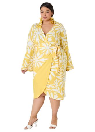 ashley stewart holiday dresses Plus Size Floral Print Wrap Dress impact-emerging economies
