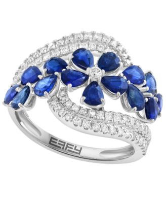 Sapphire (3-1/2 ct. t.w.) & Diamond (3/8 ct. t.w.) Ring in 14k White Gold