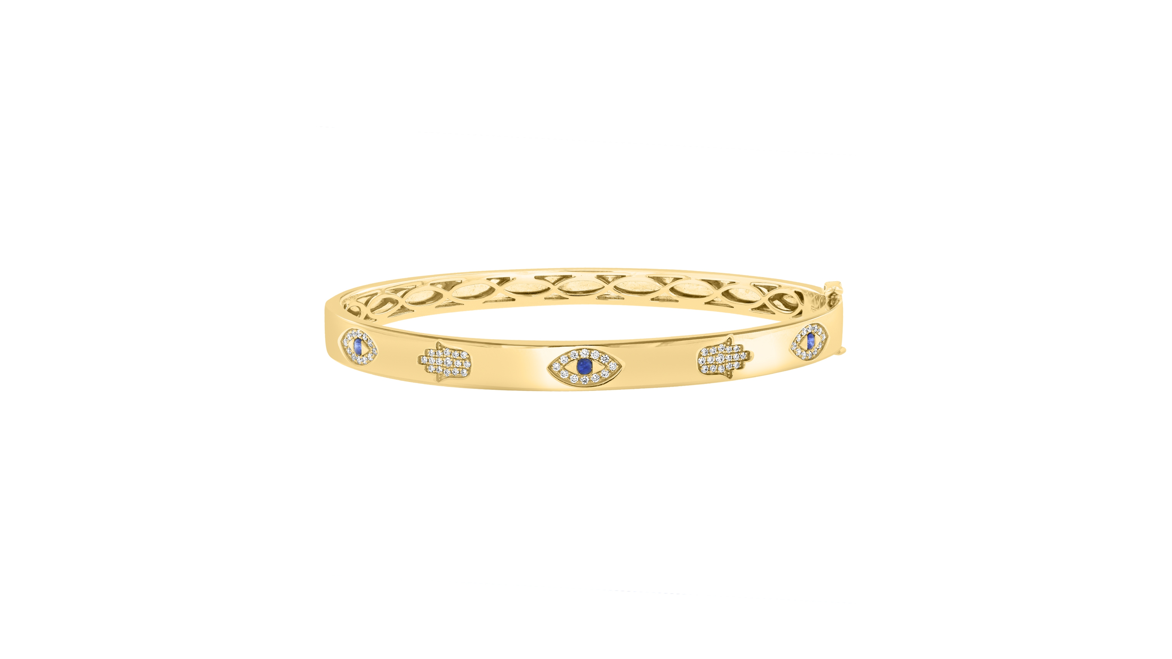 Effy Collection Sapphire (1/6 ct. t.w.) & Diamond (1/3 ct. t.w.) Bangle in 14k Gold Over Silver