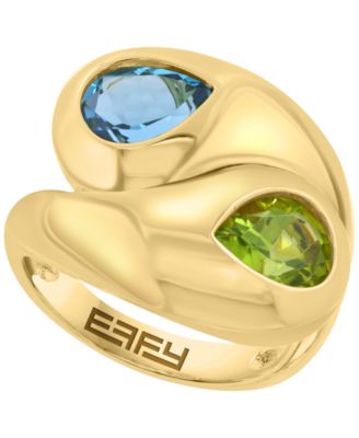 Blue Topaz (1-7/8 ct. t.w.) & Peridot (1-7/8 ct. t.w.) Ring in 14k Gold Over Silver