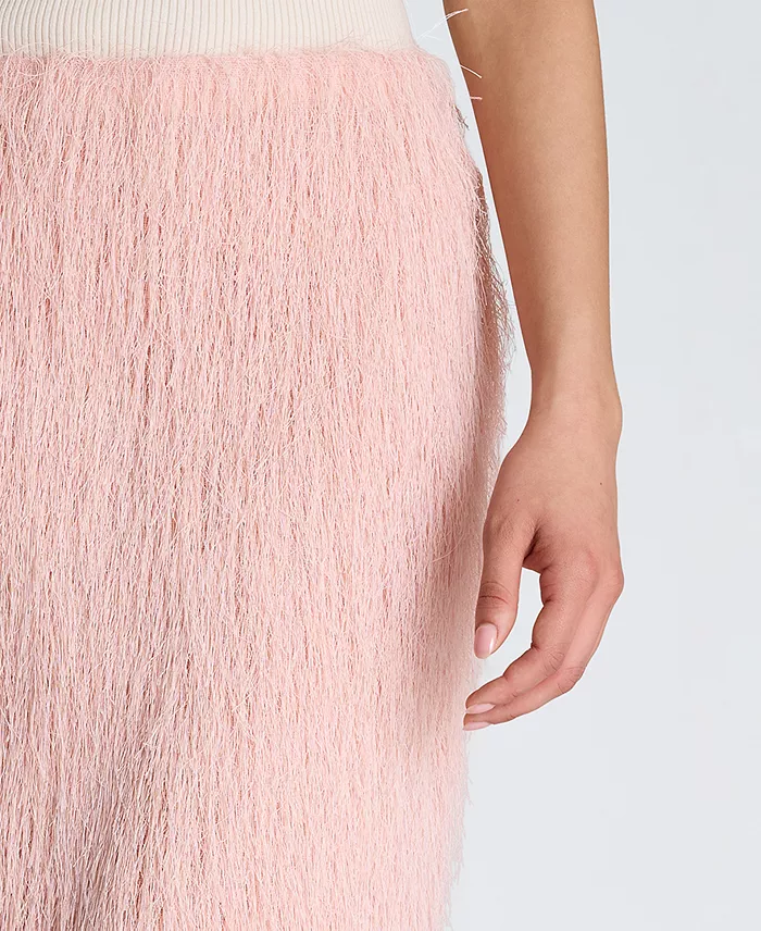 Women's Fringed Knit Pull-On Midi Skirt - thumbnail 6