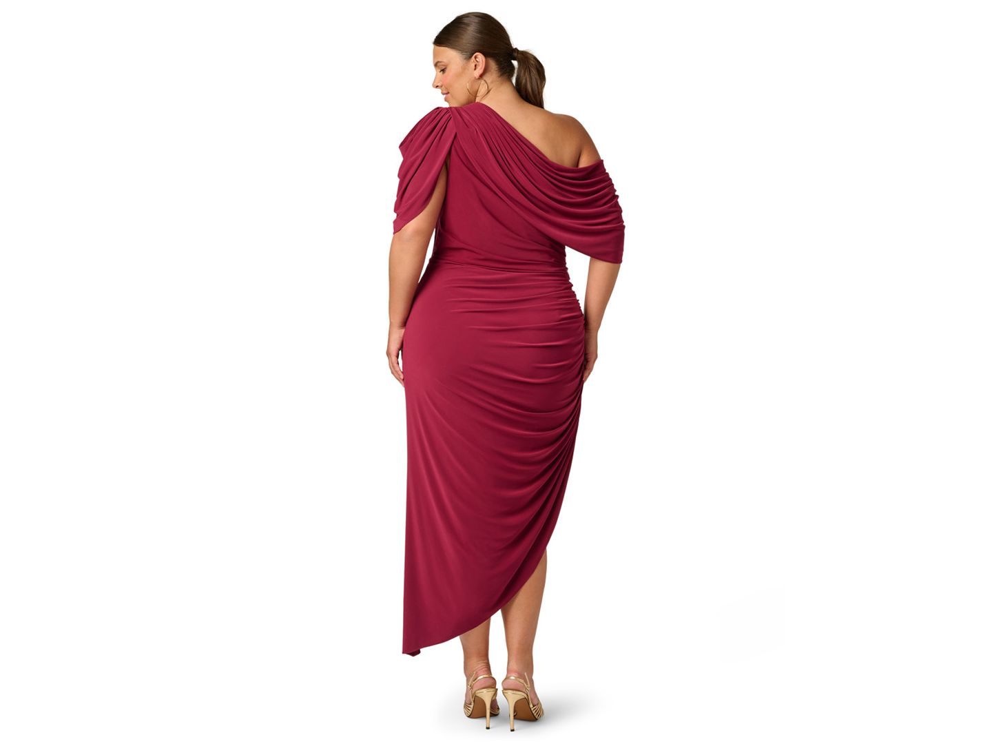 Женское платье Adrianna Plus Size One-Shoulder Asymmetrical, цвет: Малиновый мглистый — фото 5