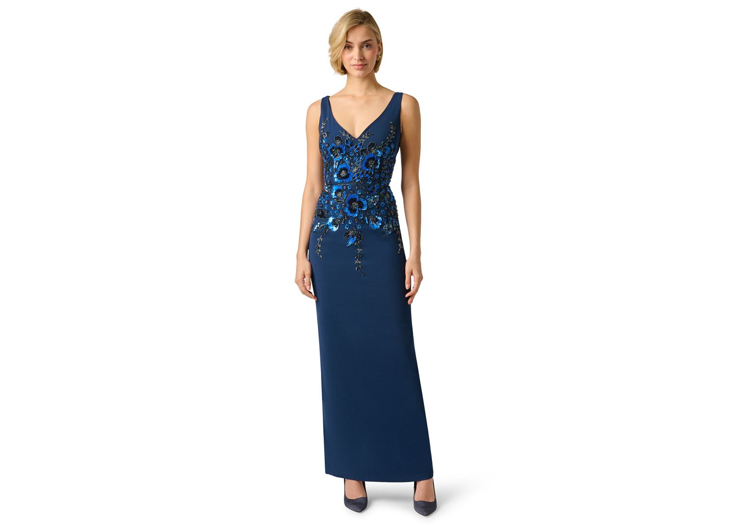 Women's Beaded V-Neck Gown