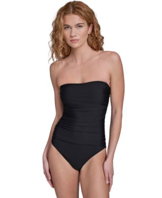 Women's Shirred Bandeau Neck One-Piece Swimsuit