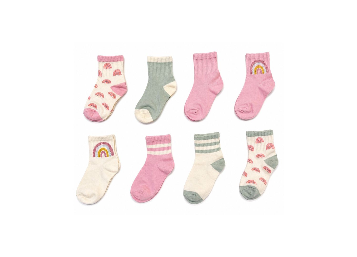 Girls' Toddler 4-8.5 Mid Crew Socks, 8-Pack