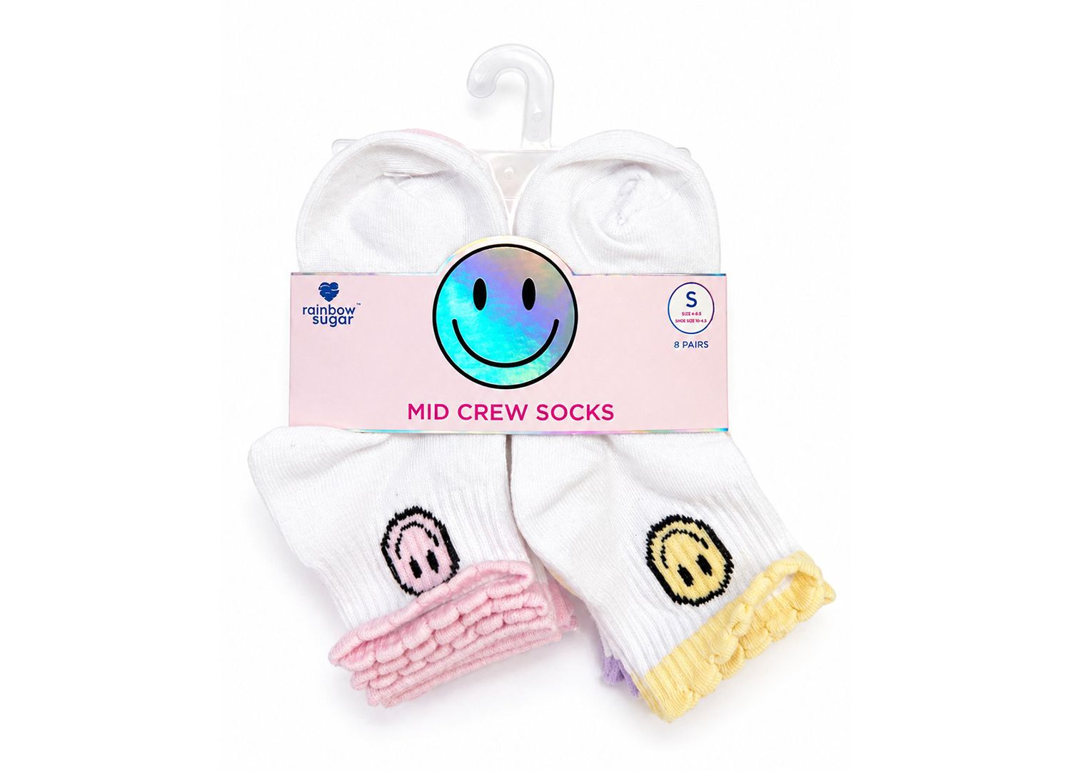 Girls' 4-8.5 Mid Crew Socks, 8-Pack