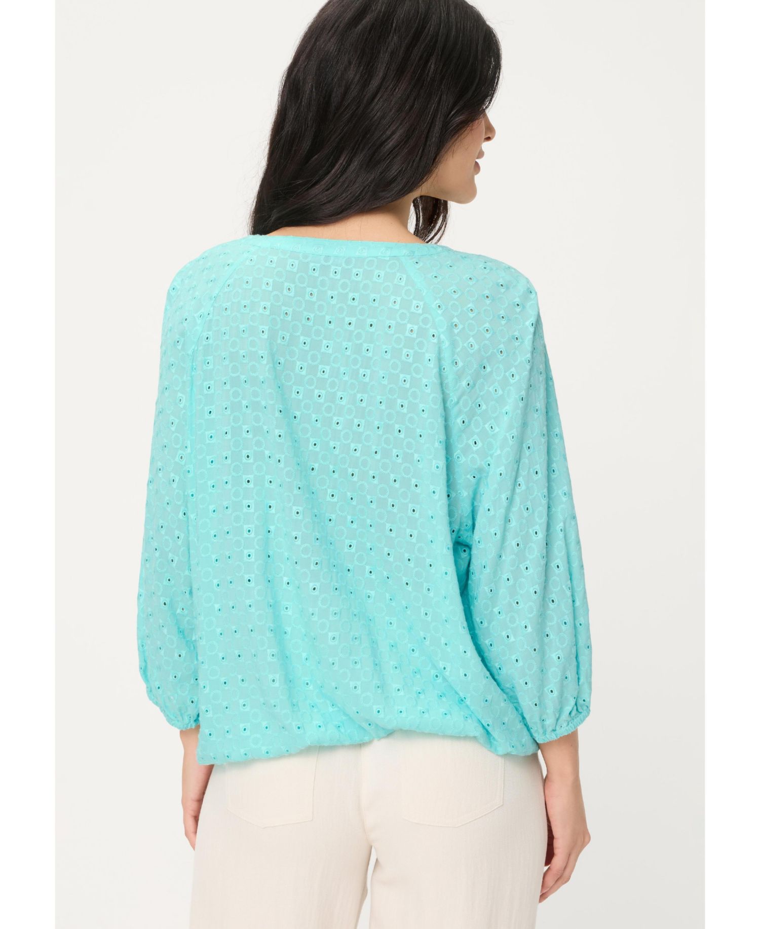 Women's Eyelet Embroidered Tunic Blouse