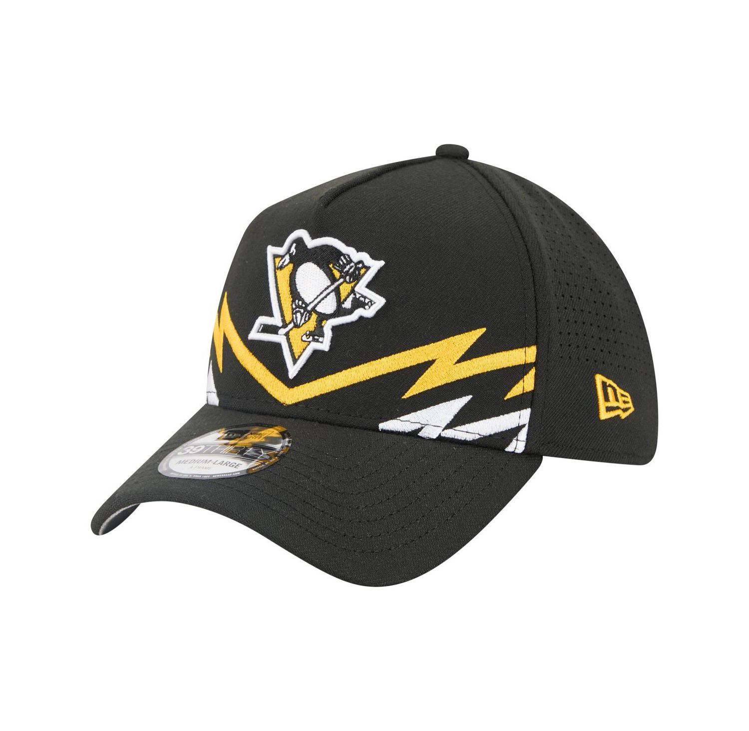 Men's Black Pittsburgh Penguins 39THIRTY A-Frame Perforated Flex Hat