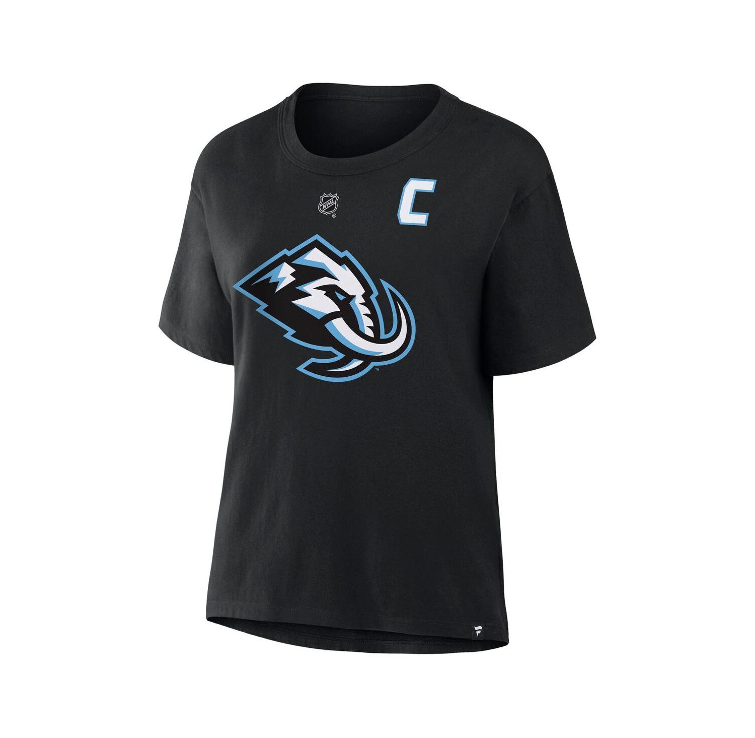 Women's Clayton Keller Black Utah Mammoth Authentic Stack Name & Number T-Shirt