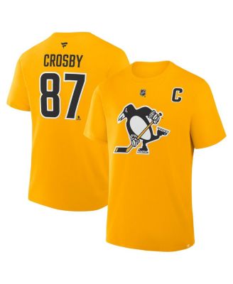 Men's Sidney Crosby Gold Pittsburgh Penguins Authentic Stack Name & Number T-Shirt
