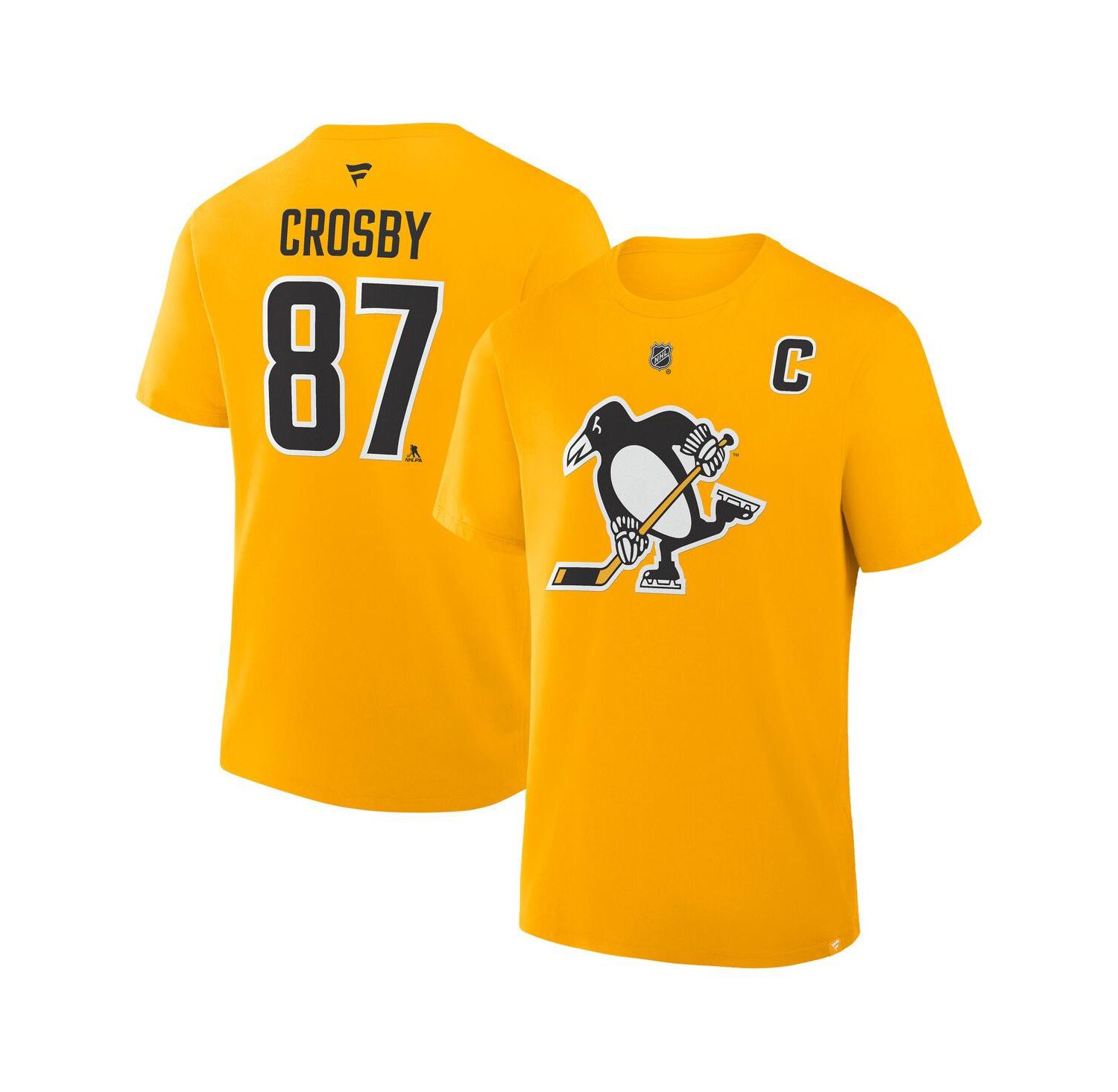 Men's Sidney Crosby Gold Pittsburgh Penguins Authentic Stack Name & Number T-Shirt