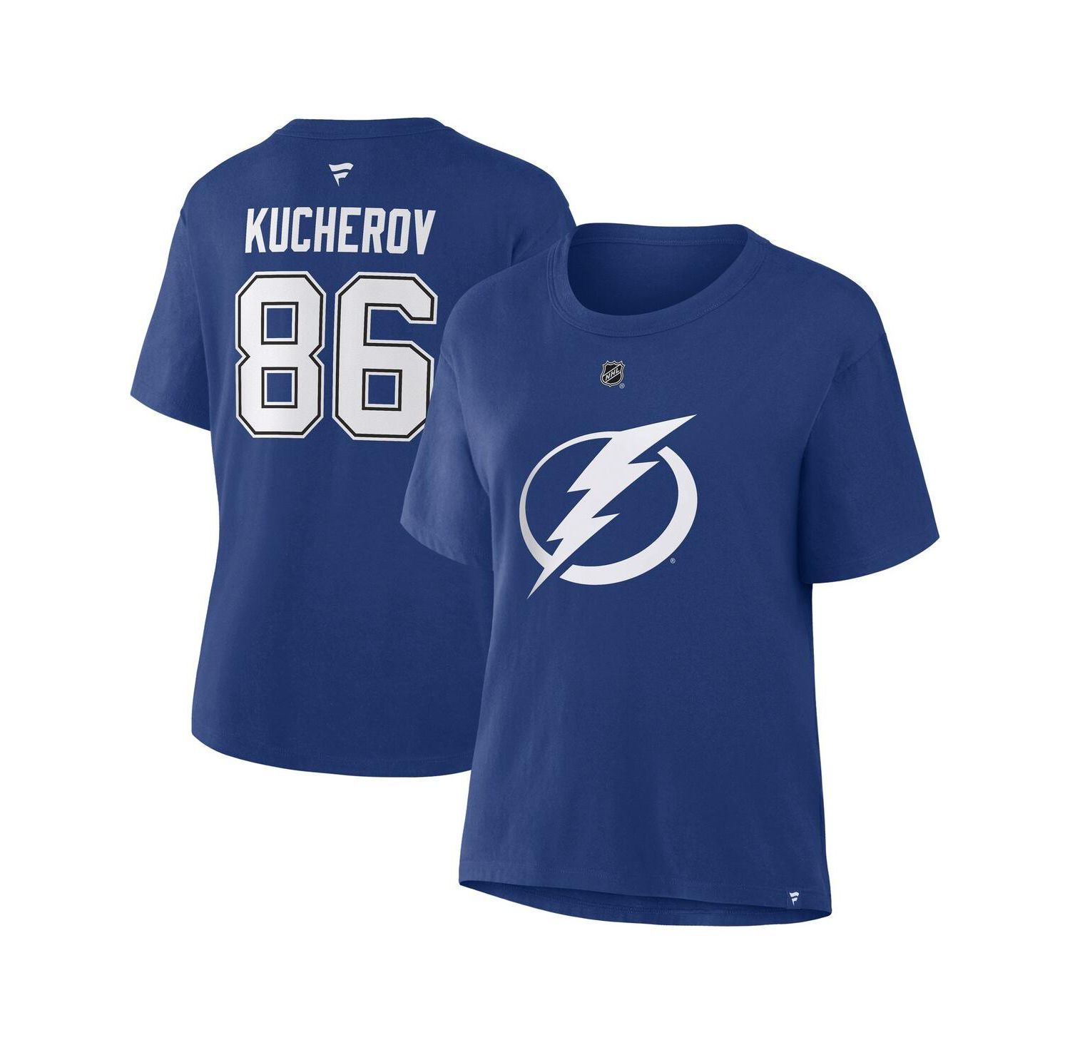 Women's Nikita Kucherov Blue Tampa Bay Lightning Authentic Stack Name & Number T-Shirt