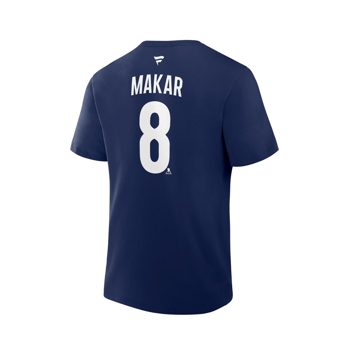 Мужская футболка Fanatics Cale Makar Navy Colorado Avalanche Authentic Stack Name & Number — фото 2