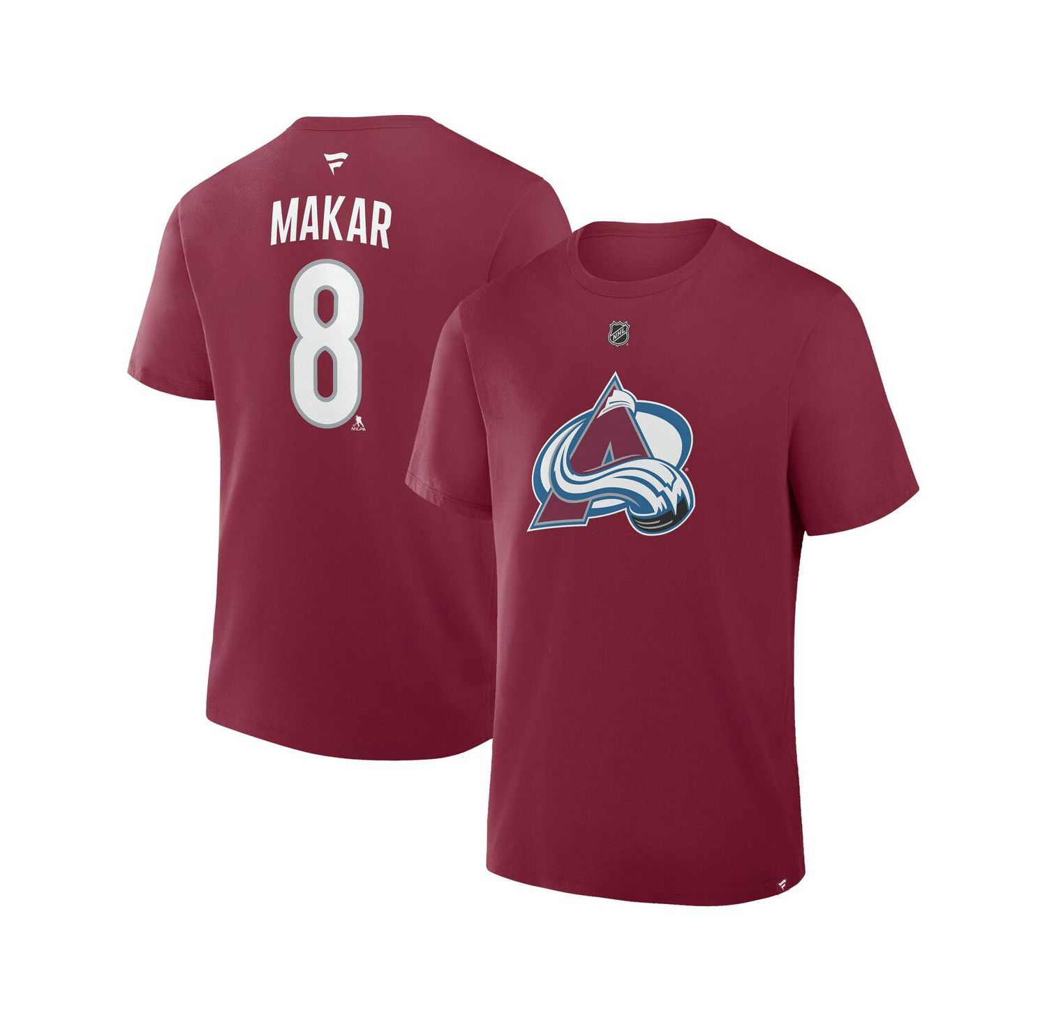 Men's Cale Makar Burgundy Colorado Avalanche Authentic Stack Name & Number T-Shirt