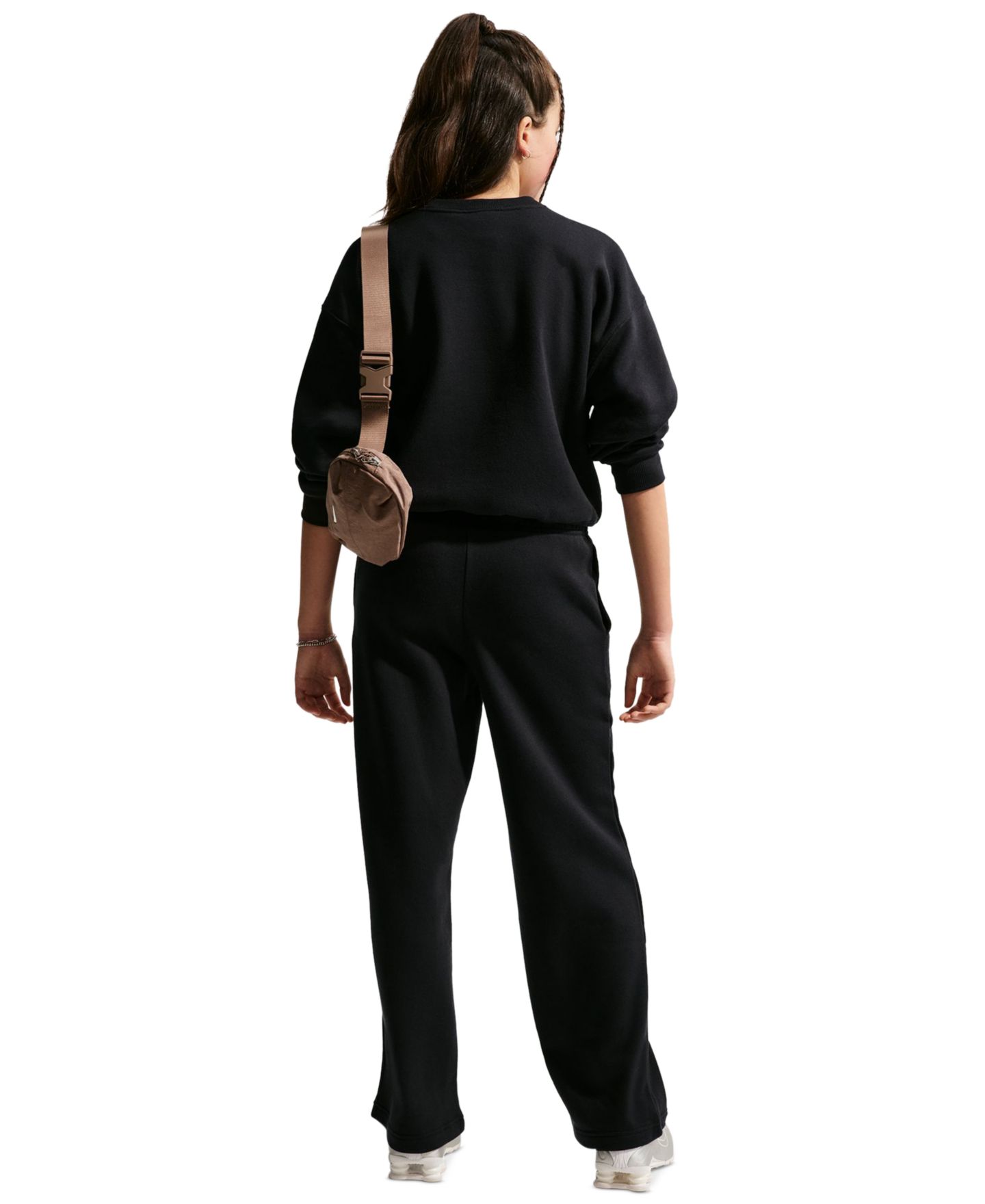 Брюки Nike Sportswear Studio Fleece Wide Leg Pants для девочек, цвет: Чёрный — фото 5