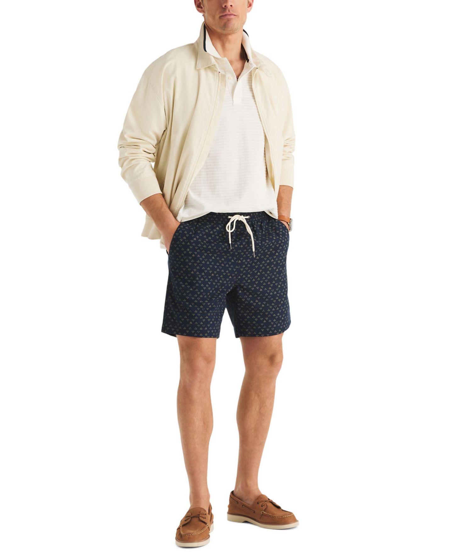 Мужские шорты Nautica 7" Leaf Print Pull-On, цвет: Тёмно-синий — фото 2