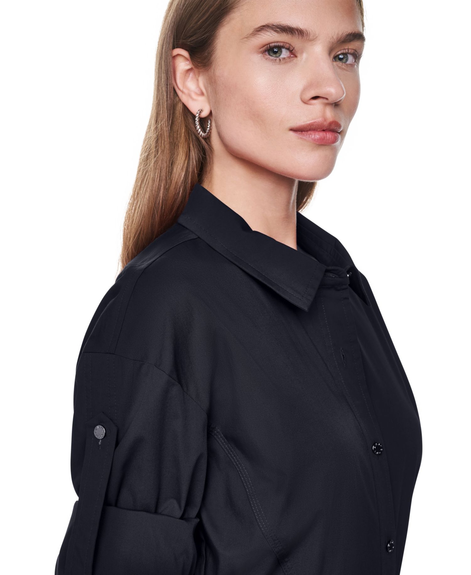 Petite Roll-Tab Button-Down Dress