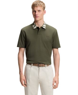 Men's Relaxed-Fit Jacquard Collar Polo Shirt