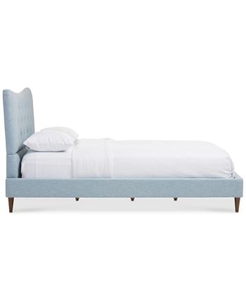 Furniture - Jerell Modern King Linen Platform Bed, Direct Ship