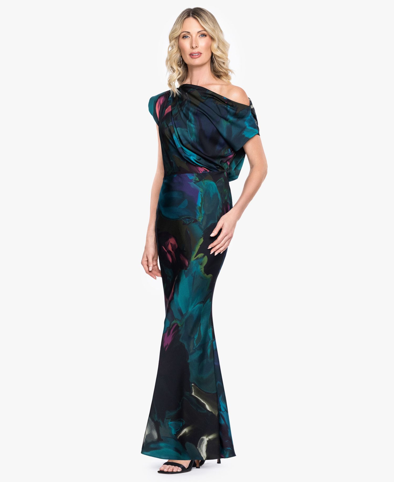 Women's One-Shoulder Printed Gown