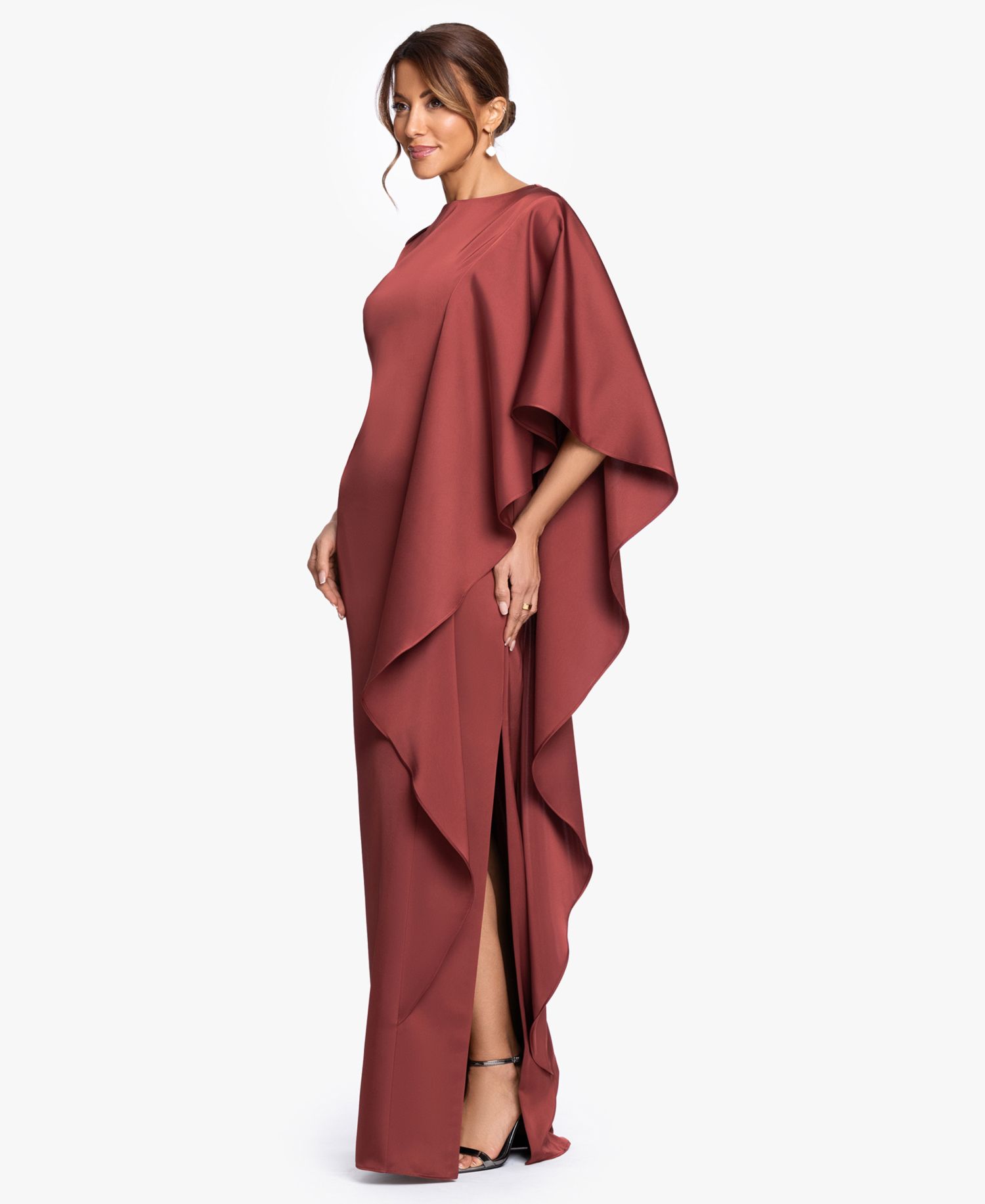Women's Draped-Sleeve Boat Neck Gown