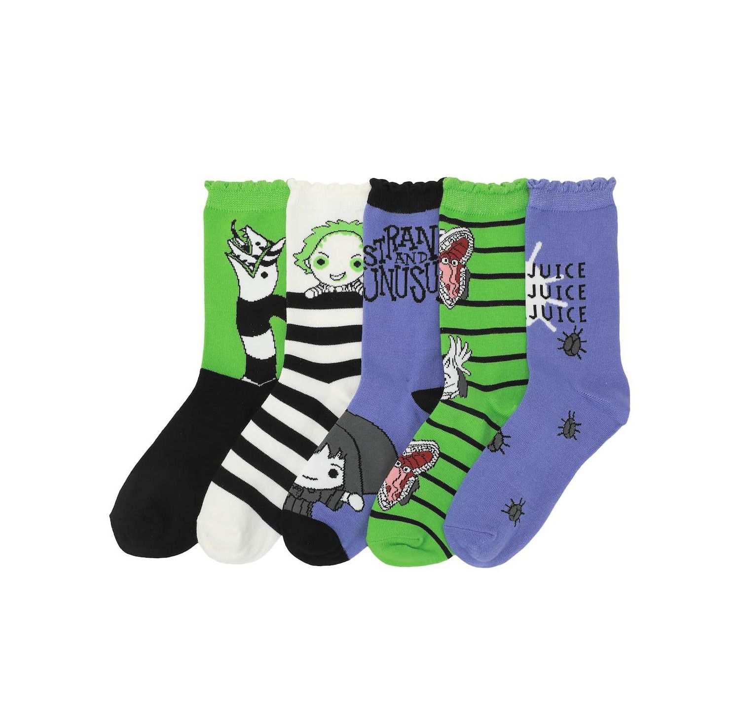 Women's Chibi Character Art 5-Pair Casual Crew Socks