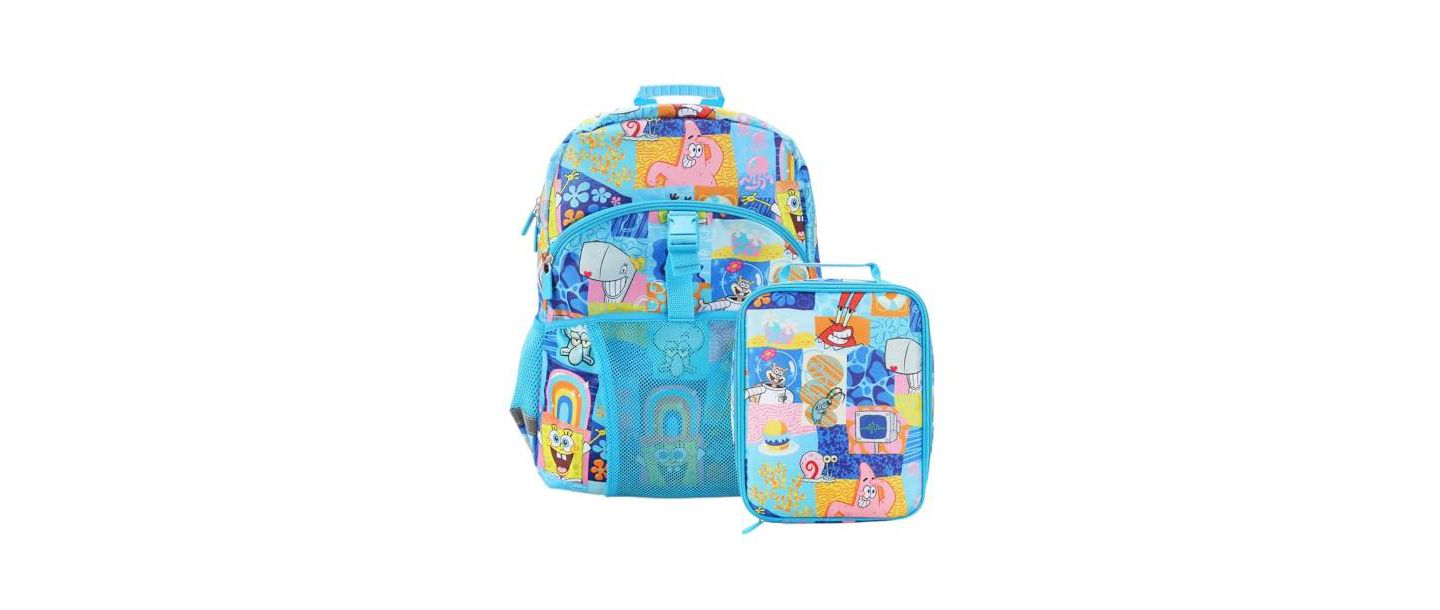 Сумки SpongeBob SquarePants 2-Piece 16" Premium Backpack and Lunch Kit Set для мальчиков, цвет: Синий — фото 8