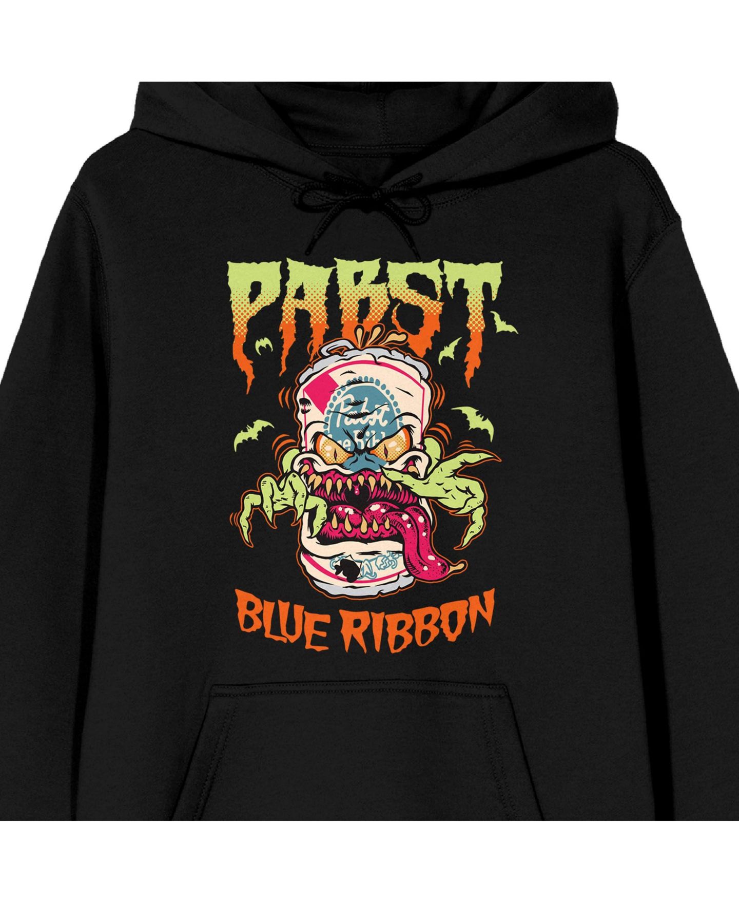 Мужское худи Pabst Blue Ribbon Halloween theme can beer monster illustration on Adult, цвет: Чёрный — фото 5