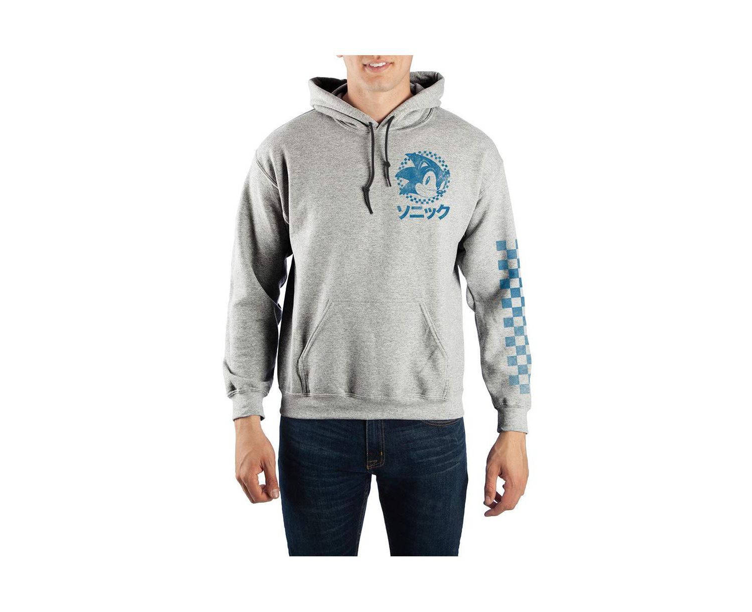 Men's Kanji Text Pullover Hooded Sweatshirt-Small