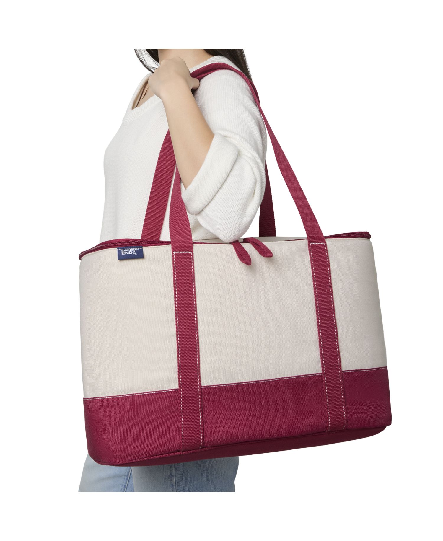 Rectangular Large Cooler Bag Insulated 8 Gal, Canvas Soft Cooler with Tote Handles and Zip Closure