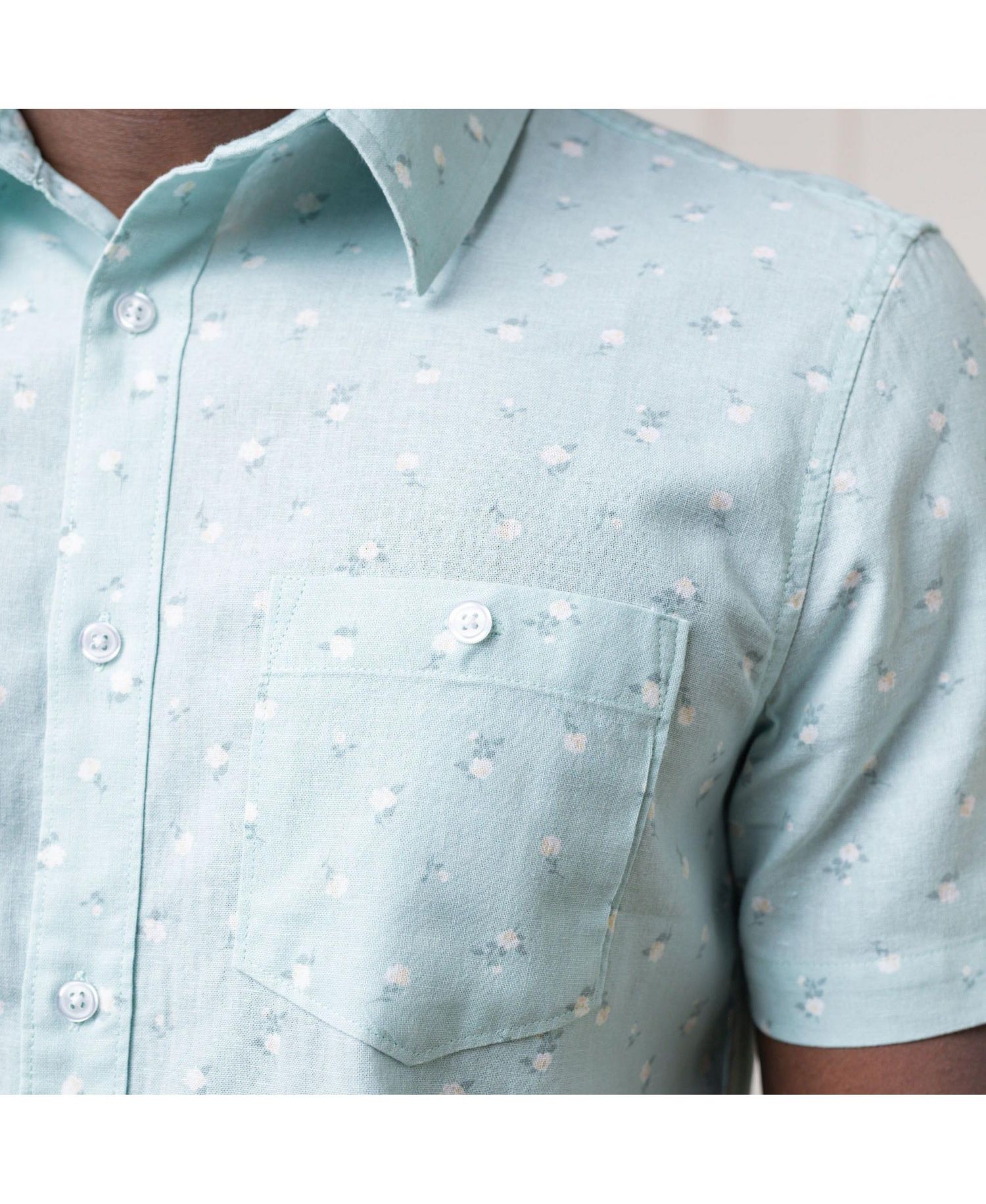 Men's Short Sleeve Linen Button Down Shirt