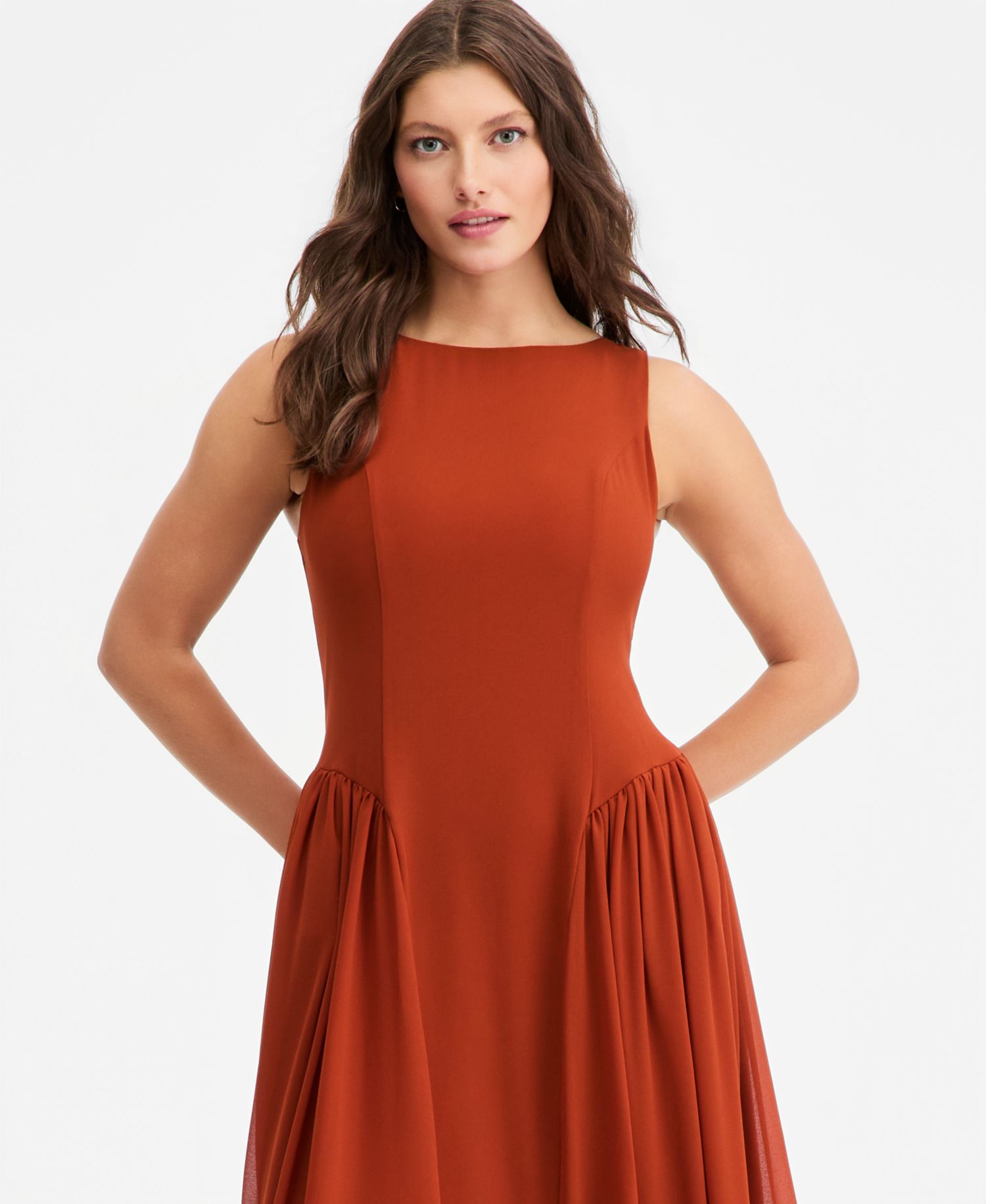 Plus Size Drop-Waist Midi Dress