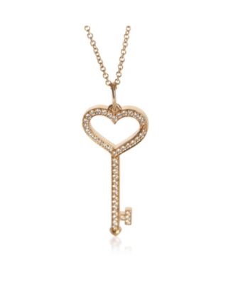 Rose Gold Diamond Heart Key Pendant
