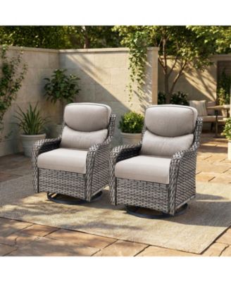 Outdoor Swivel Rocker Patio Chairs-High Back Wicker Swivel Rocker Patio Chairs Set of 2,PE Wicker Chair Patio Furniture Sets with 5in Cushions