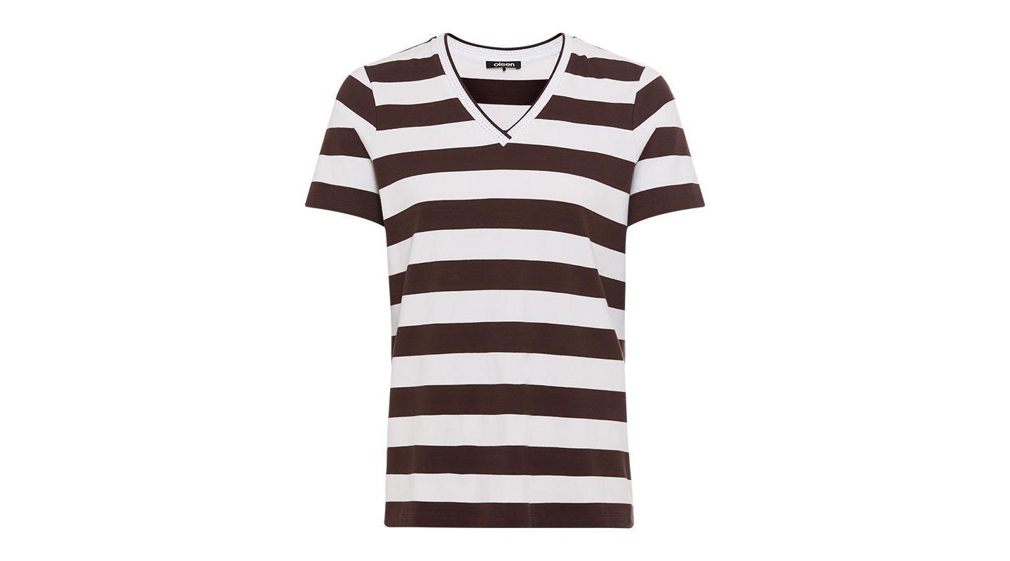 Женская футболка Olsen Stripe V-Neck, цвет: Тёмный коричневый — фото 3
