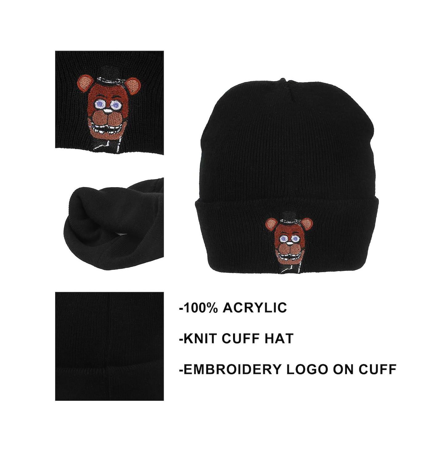 Мужская шапка Five Nights At Freddy's Freddy Embroidery On Acrylic Knit Standard Cuff, цвет: Чёрный — фото 11