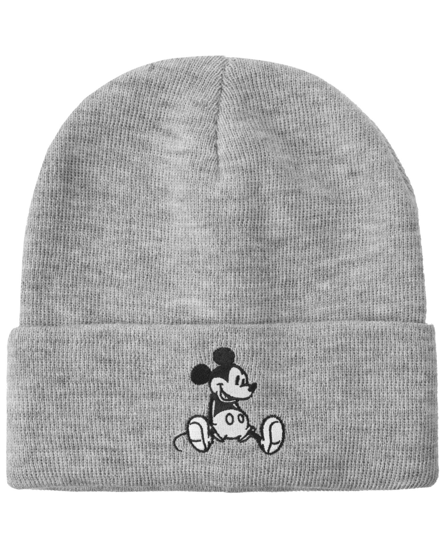 Men's Mickey Mouse Embroidery Acrylic Knit Standard Cuff Beanie