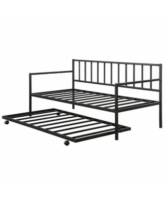 Twin Trundle DayBed With 4 Casters Mattress Platform Bed Sofa