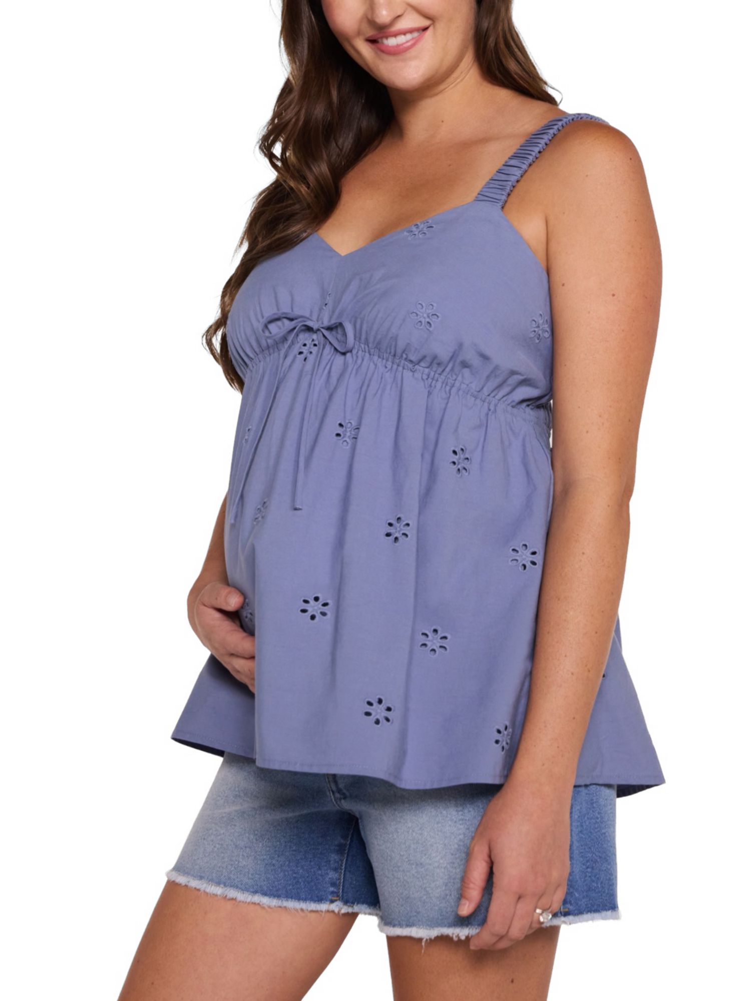 Women's Motherhood Scrunch Strap Woven Cami