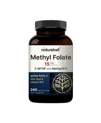 NatureBell Methyl Folate 15mg 240 Capsules 5-mthf + B12 -120 Servings