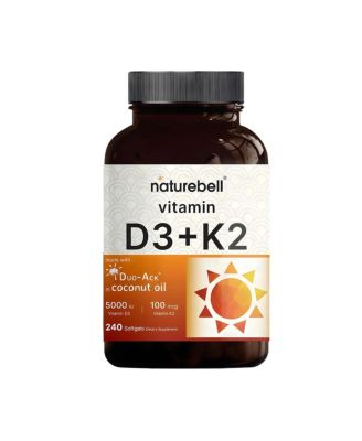 NatureBell Vitamin D3 K2 5000 Iu 240 Softgels Mk-7 Coconut Oil - 240 Servings