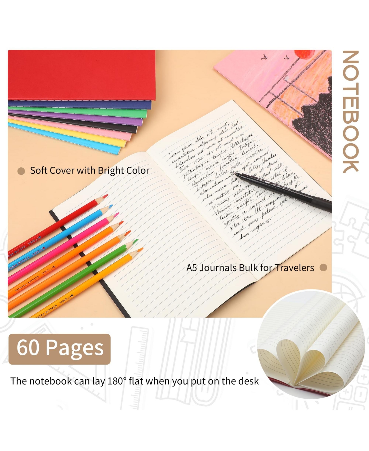 Gnuadz A5 Blank Journal Notebooks Bulk Soft Cover Unlined Paper