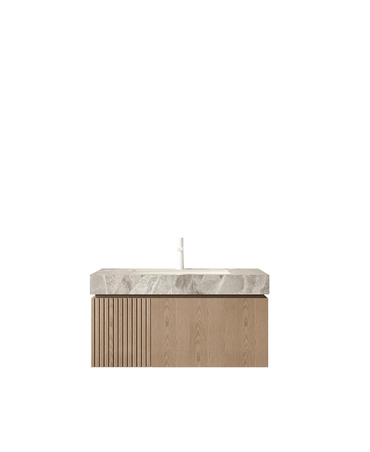 Sillysis Italian Wall Mount Bathroom Vanity with Sintered Stone Countertop, Ceramic Sink, Soft Close Cabinet