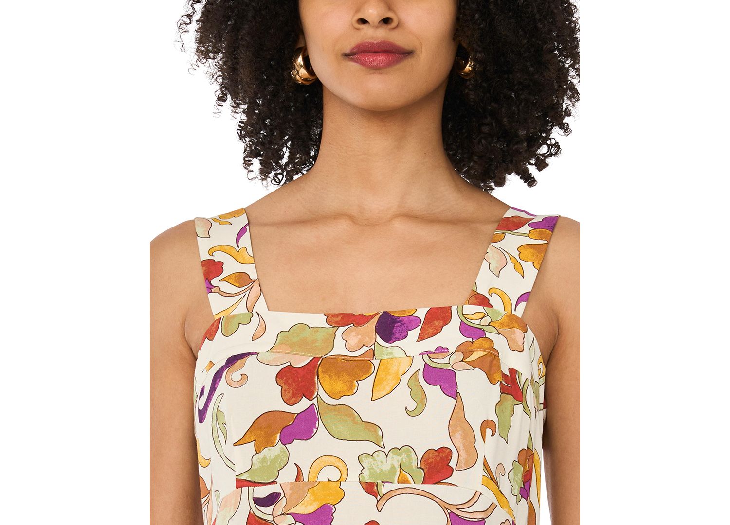 Women's Printed Square-Neck Smocked-Back Sleeveless Maxi Dress