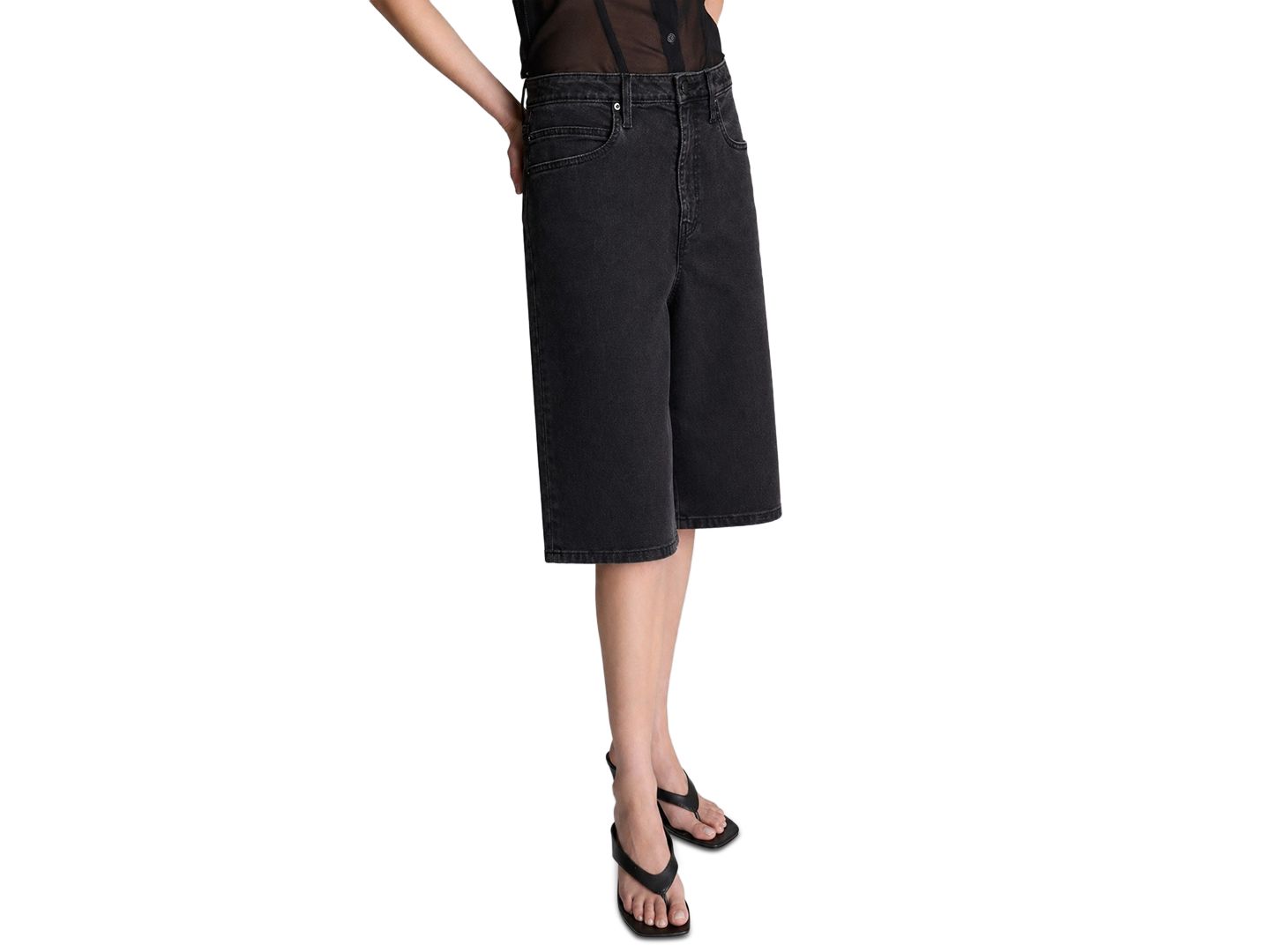 Женские шорты Kenneth Cole Wide Leg High Rise Long Denim Shorts, цвет: Варёный — фото 2