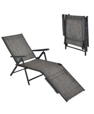 Patio Foldable Chaise Lounge Chair with Backrest and Footrest