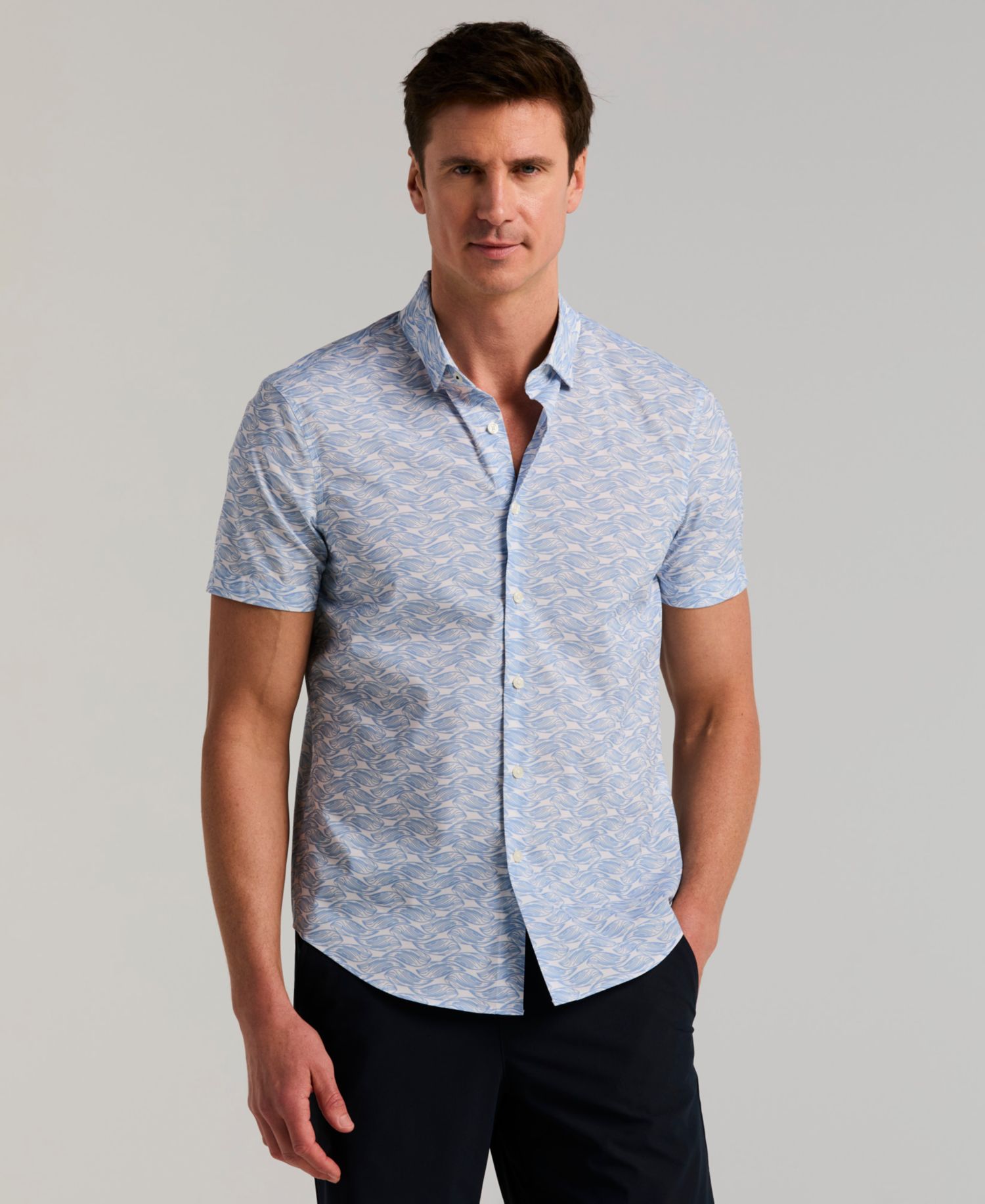 Men's Wave Print Short-Sleeve Shirt